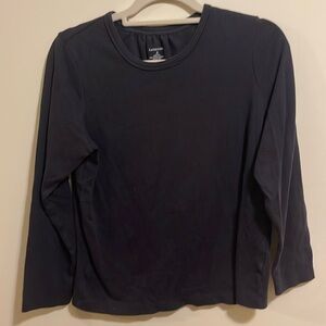 Lands’ End 💯%cotton medium women’s crew long sleeve top navy blue